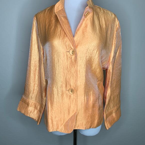 Lark Lane Orange Metallic Sheen Blazer Sz 10 - Picture 1 of 7